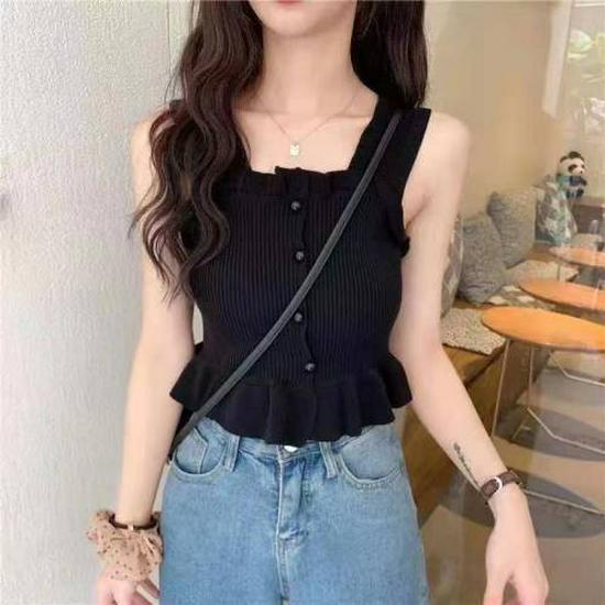 Plus Size Knit Ribbed Cami Tank Top for Curvy Women - Sleeveless Cropped Summer Outerwear