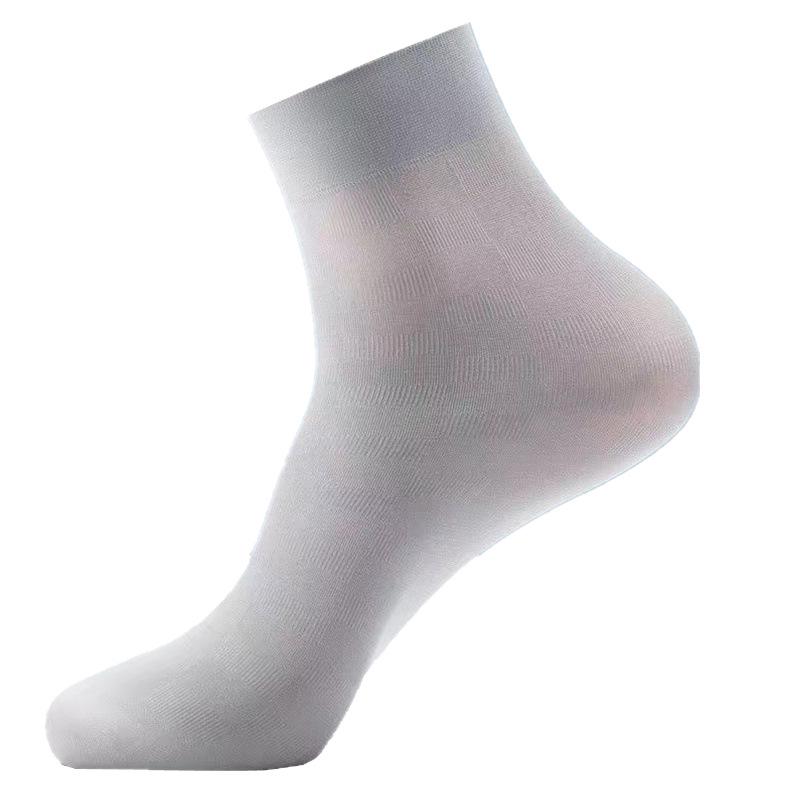 Langsha Men's Ultra-Thin Ice Silk Mid-Calf Socks - Breathable Black Summer Silk Stockings