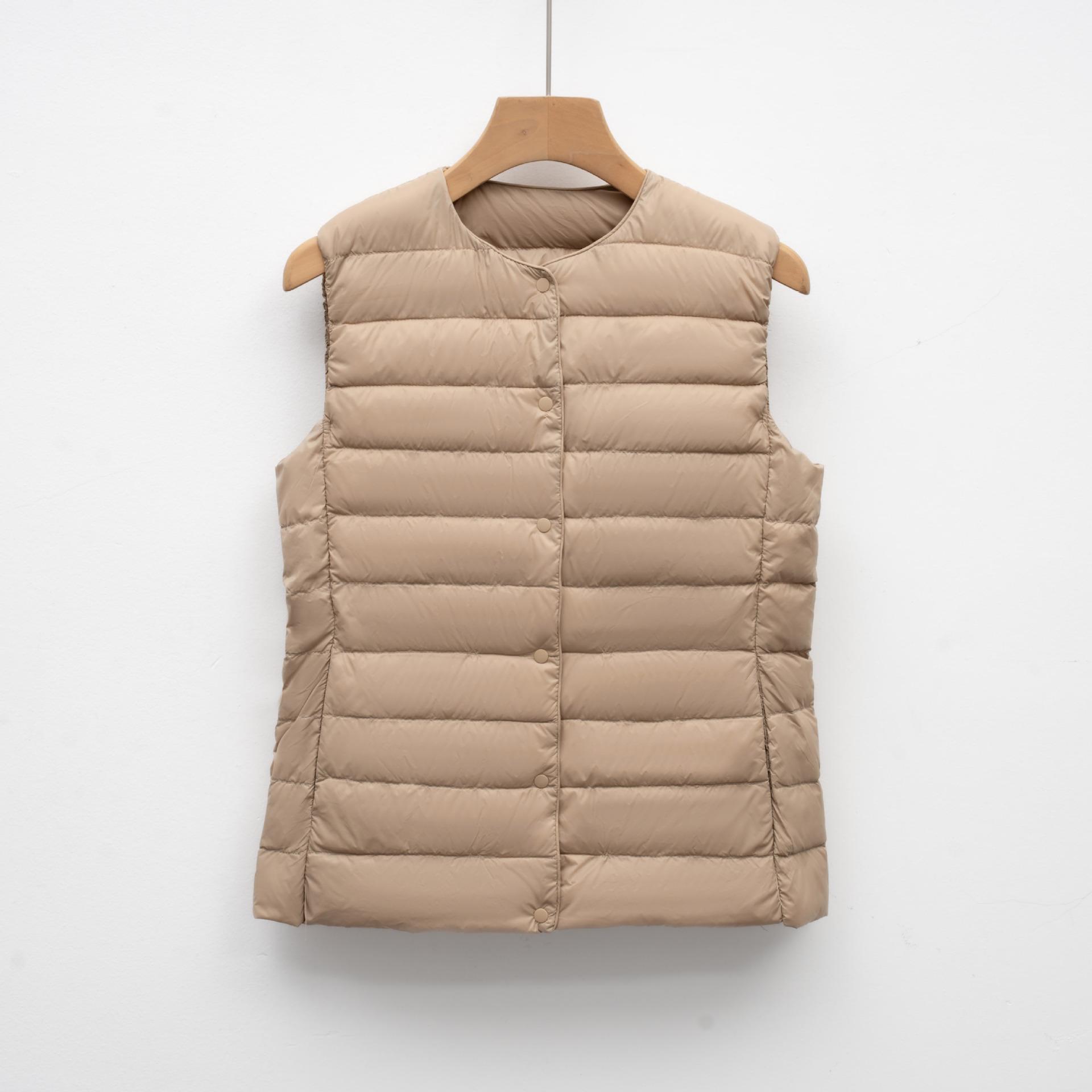 

Легкий жіночий пуховий жилет без рукавів - Короткий з круглим вирізом, внутрішній одяг для осені/зими XXXXL