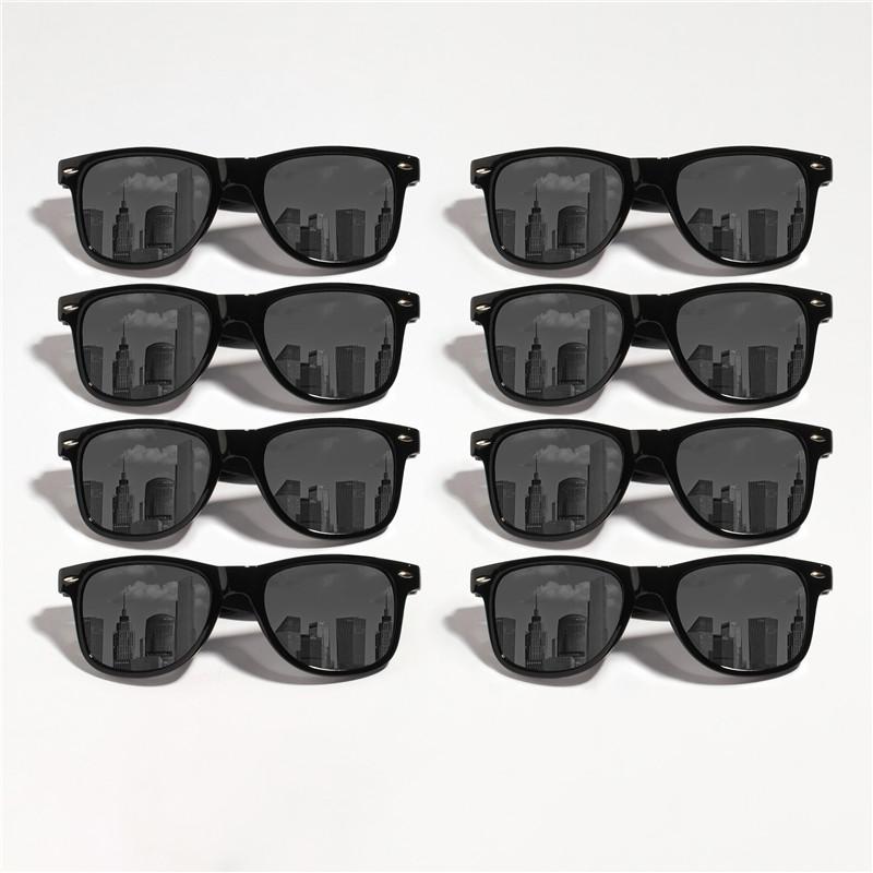 12PCS Classic Black Square Fashion Glasses with Bolt Decoration For Party Pography Wedding Birthday Graduation Hiking