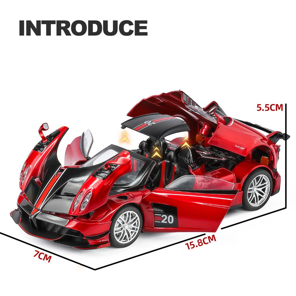NEW 1/32 Pagani Huayra BC Supercar Alloy Car Model Sound and Light Pull Back Children's Toy Collectibles Birthday Gift