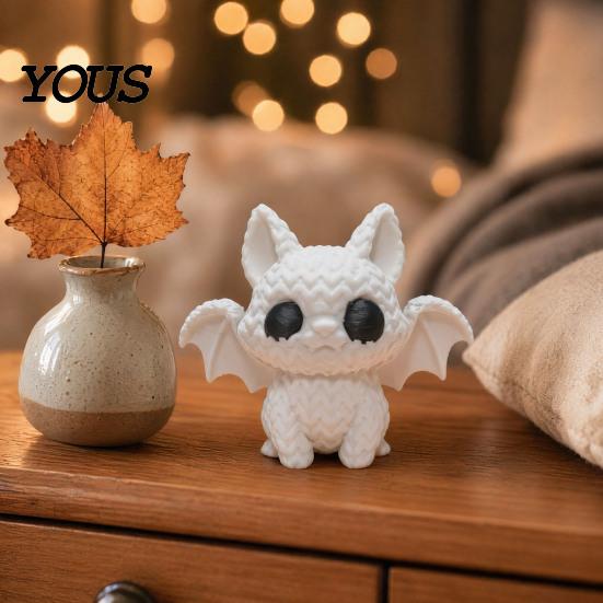 Lifelike Knitted Bat Figure Festive Halloween Ornament, Texture Cat Design Figure, Childlike Style Decor Mini Size Sculpture for Party Desk