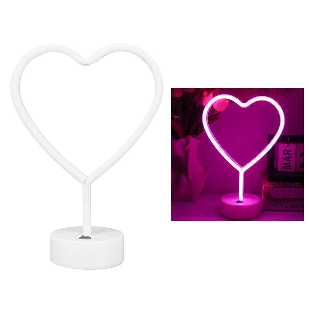 3D Heart Shape Neon LED Light Romantic Table Lamp Mood Light Bedroom Decor