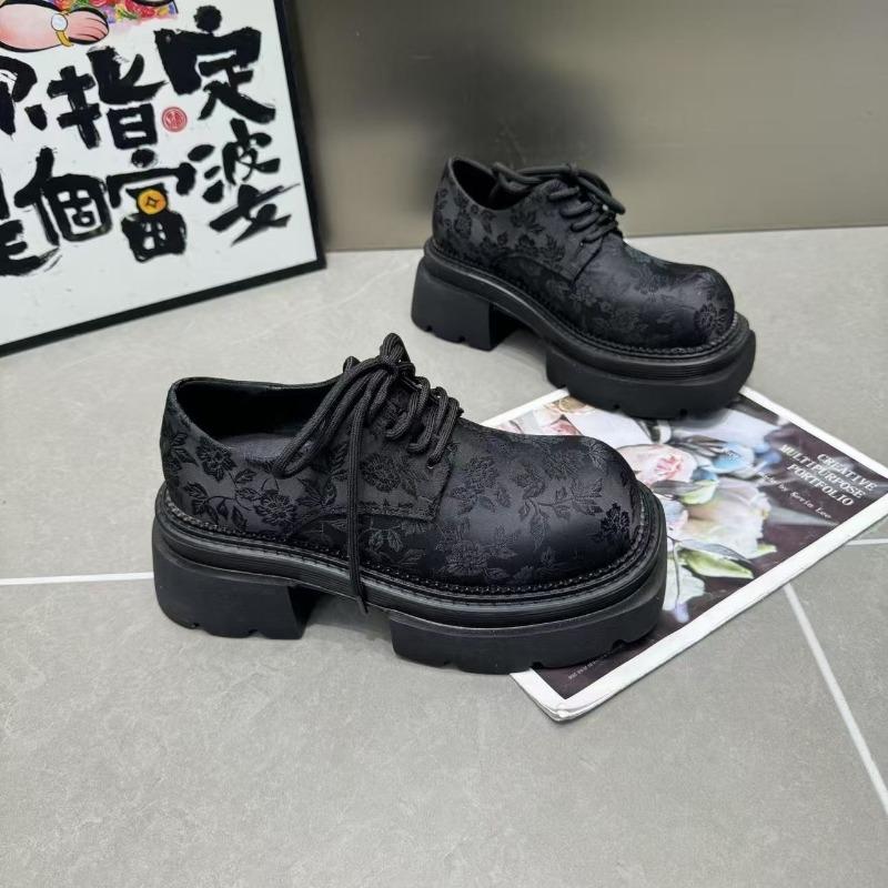 Platform Muffin Single Shoes Spring New Fashion Versatile Front Lace-up