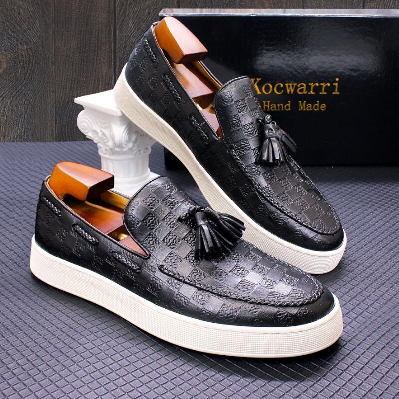 Fashion NEW Casual Men's Shoes Comfortable Flat Handmade Shoes Pattern Tassel Non-slip Shoes Banquet Party Dress Men's Shoes A27
