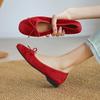 Krazing Pot Suede Fashion Spring Size 42 41 Low Heels Women Round Toe Shoes Ballet Dance Butterfly-knot Shallow Pumps
