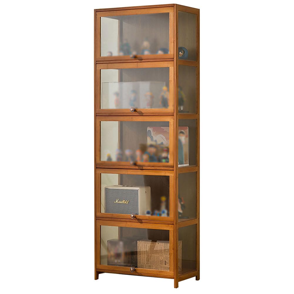 PFLife Figure Case Wooden Transparent Panel Cabinet Display Case Shelf Collection Rack Figure Goods Large Capacity Japanese Style Display Case Display