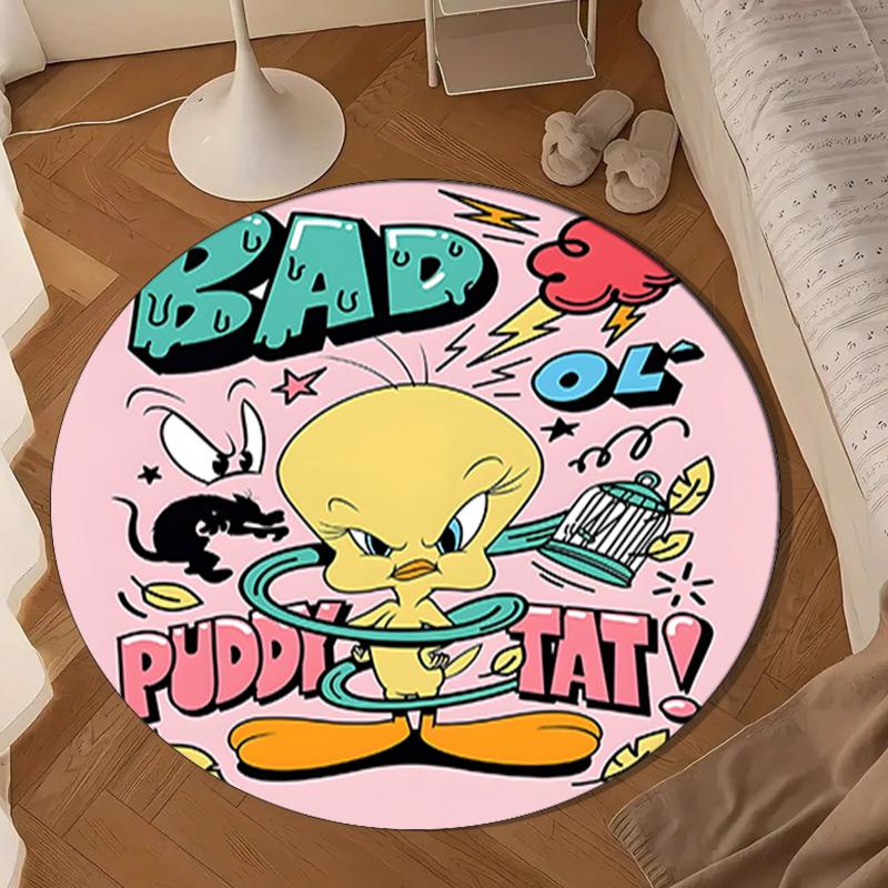 Cartoon rabbit Yellow Bird Round Rug for Livingroom,Bedroom, Palyroom, Chair Rug, Area rug, Circle Carpet, Large Size Fan Christmas gift