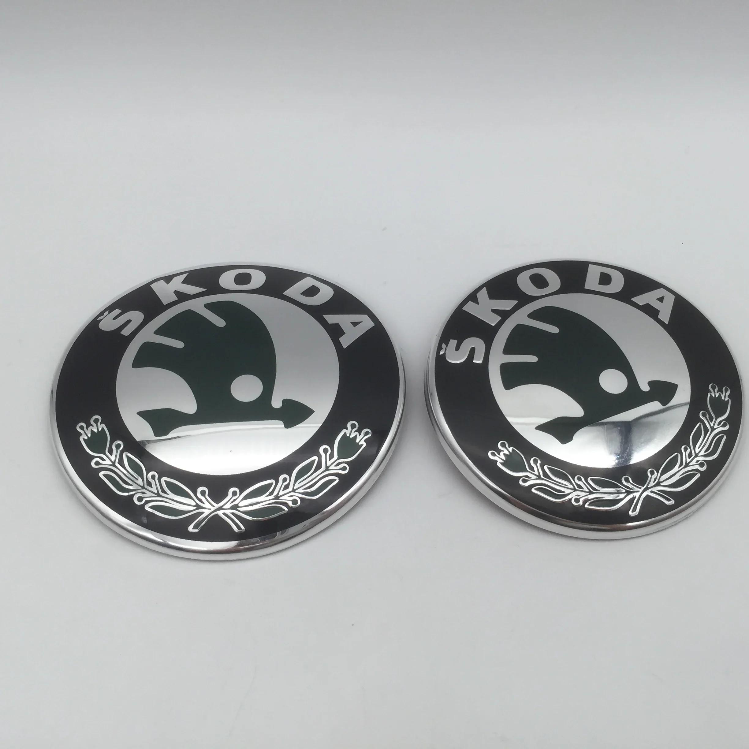 

Car Sticker 2025 New 2pcs 90mm 80mm for SKODA Car Front Grille Head Hood Bonnet Emblem Rear Tail Bumper Trunk Sticker Badge Styl 2pcs 80mm