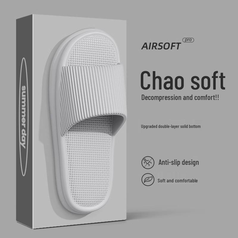 Summer Indoor Anti-Slip Thick-Soled Slippers for Men and Women: Comfortable, Fashionable, and Soft for Home and Bathroom Use