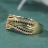Black/clear Synthetic Zirconia Fashion Waves Shaped Ring for Women's Classic Golden Plated Banquet Festival Jewelry Accessories
