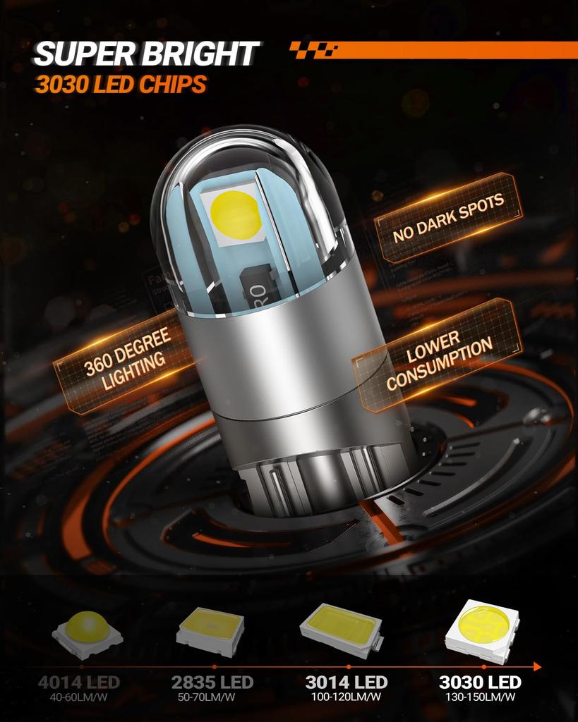 SEALIGHT T10 LED Room Position License Plate 3030SMD Bright LED High Brightness Small Dome Map Super Vehicle Inspection Hour 168 2825 Pack of 10 Lamp,