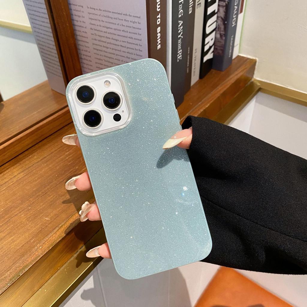 Korean glitter jelly solid color suitable for iPhone16Pro max Apple 17 mobile phone case 15/14 simple soft case