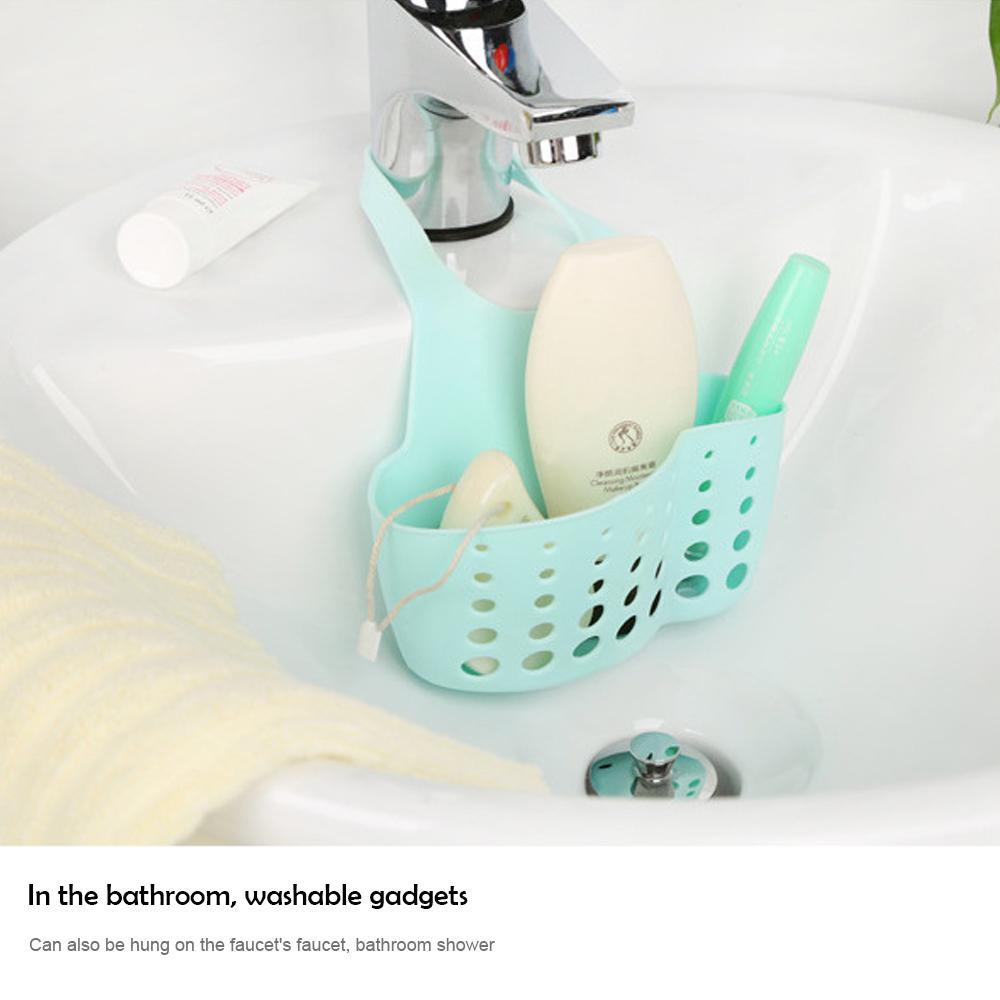 Convenient Suction Cup Sink Shelf Soap Sponge Drain Rack Kitchen Suction Cup Hanging Storage Basket