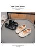 Girls' Bow Princess Shoes - 2026 Spring/Autumn Korean Style, Cute Leather with Magic Strap