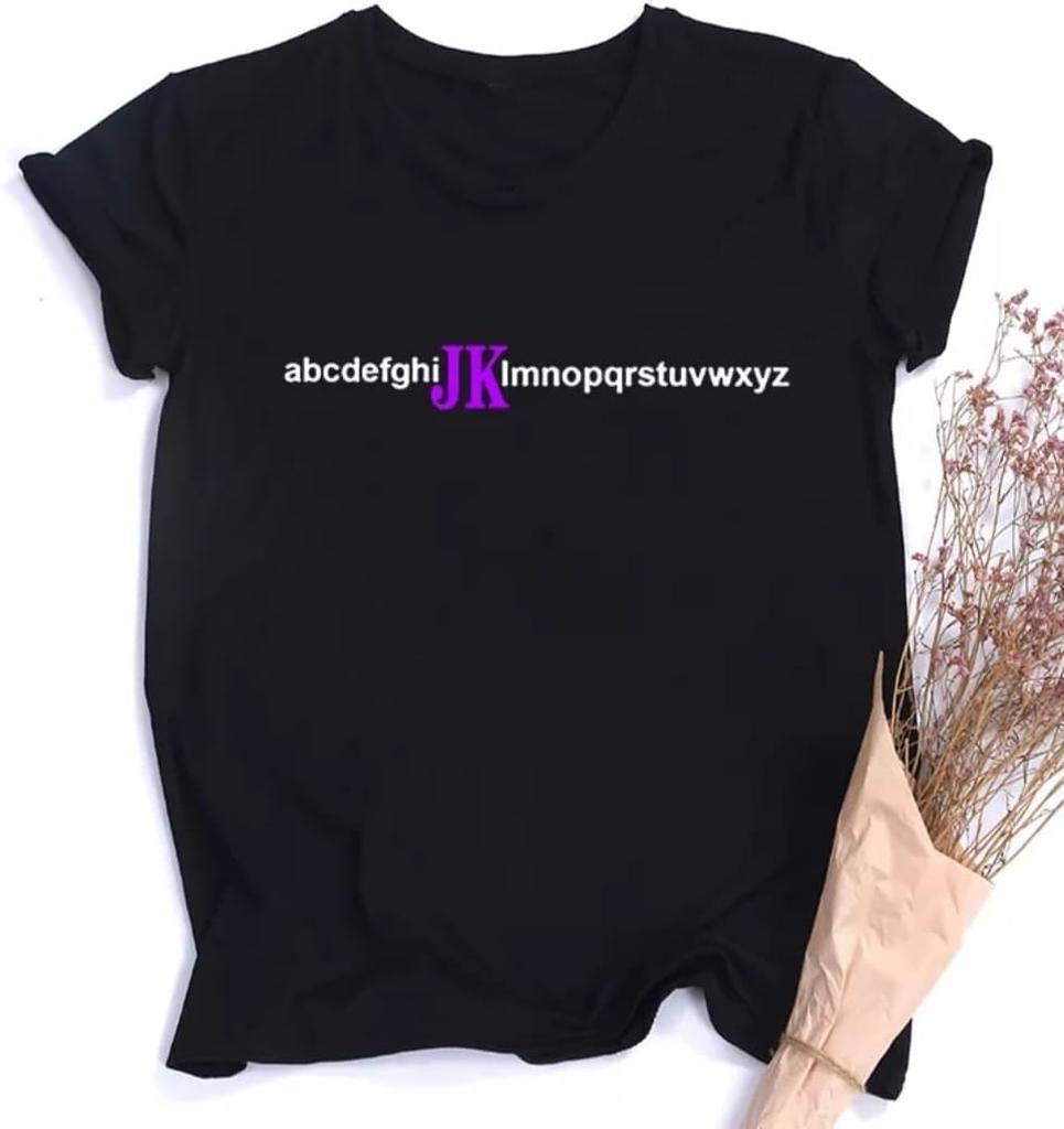 T-Shirts für BTS Frauen Ärmel JK Briefdruck T-Shirt Jungkook Merchandise für KPOP Merch