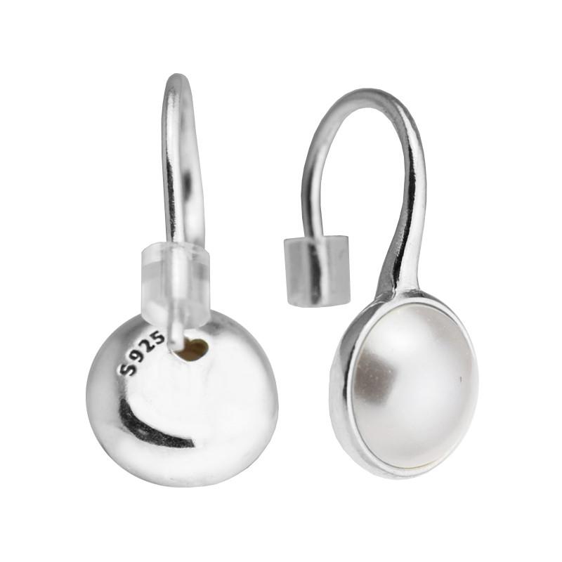 100% 925 Sterling Silber Schmuck Ohrring Weiß Kristall Perle Leuchtende Tröpfchen Ohrringe Hochzeit Party Geschenk