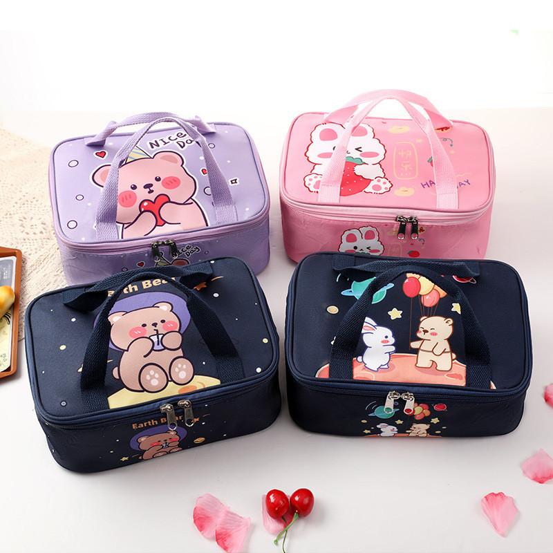 Cartoon Insulated Lunch Bag With Aluminum Foil For Students And Kids