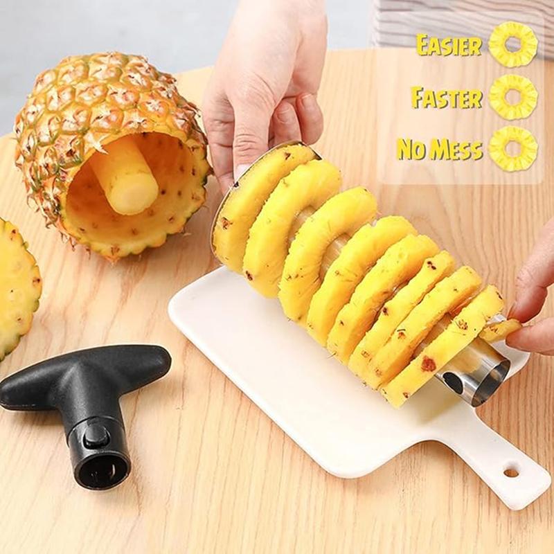 Decojitor și Feliator Ananas din Oțel Inoxidabil Feliator Ananas Decojitor Decojitor Ananas Feliator Tăietor Fructe Gadget de Bucătărie Accesoriu
