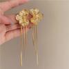 Gold flower fringed earrings fashion stud earrings light luxury high sense cold wind temperament earrings