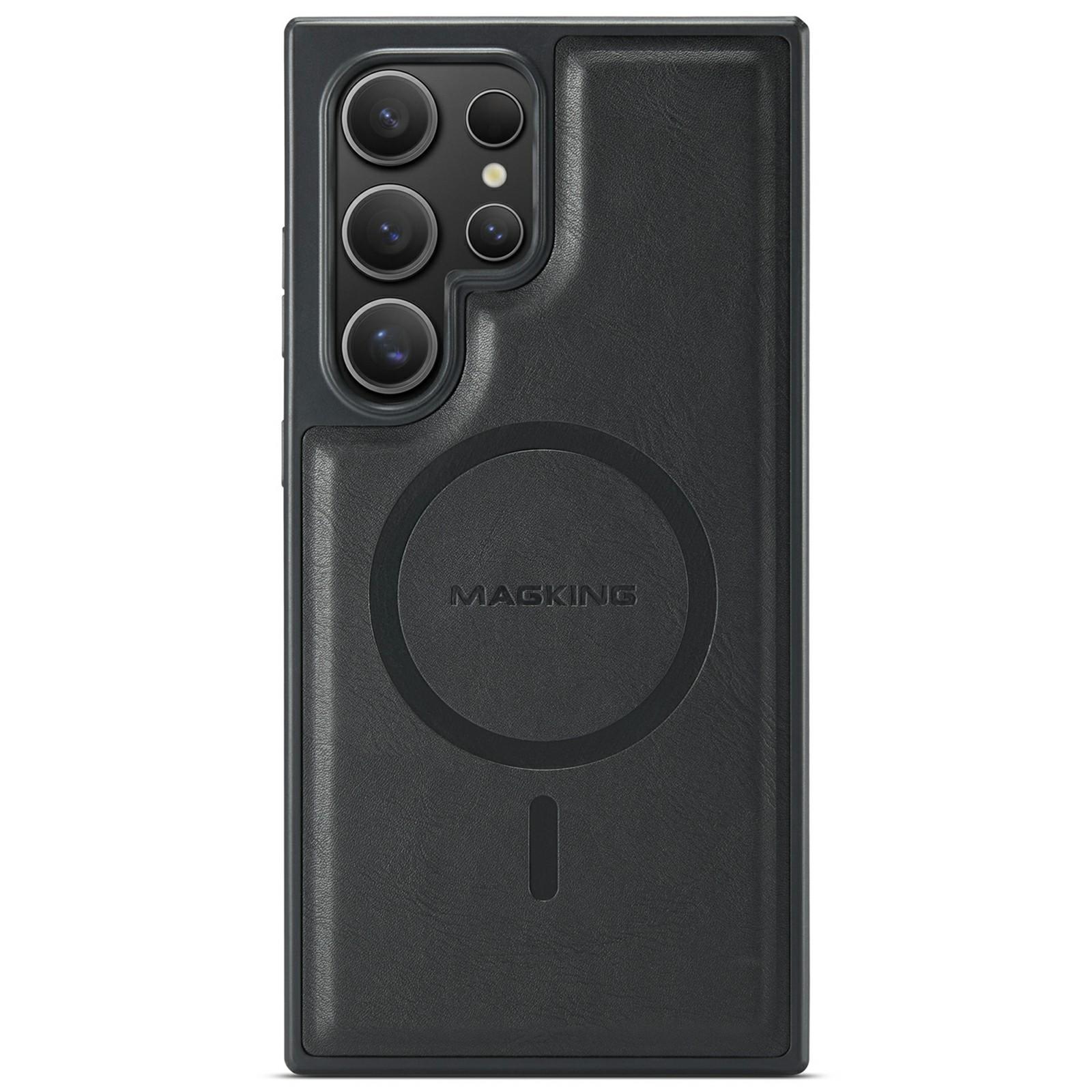 

MAGKING K1 Series For Samsung Galaxy S25 Ultra Magnetic Case PC+TPU+PU Leather Phone Cover Black