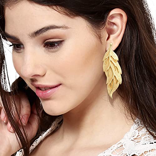 Estele Imitation Gold Tone Plated Metal Brass Leaf Model Earrings for Girls and Women