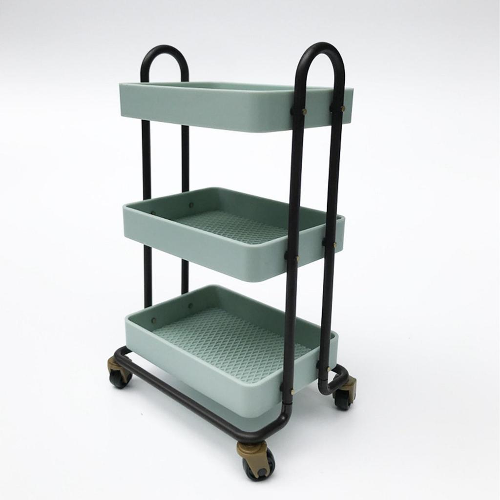 1:6 Dollhouse Food Cart Utility 3 Trays Rack Shelf Exquisite Miniature with Rolling Wheel Dining for Kitchen Decor Furnishings