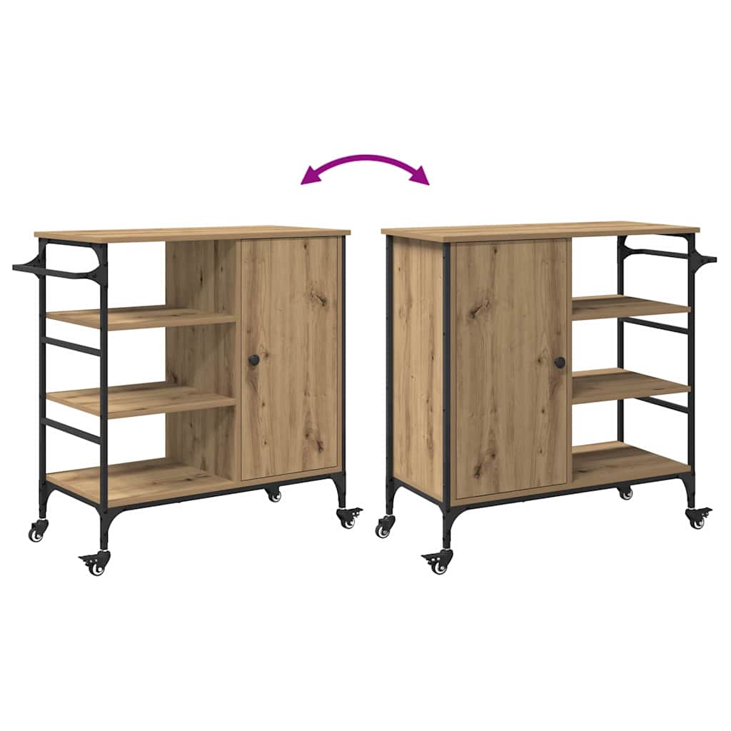 Kitchen Trolley Artisan Oak Finish 87.5 x 39 x 84.5 cm Engineered Wood