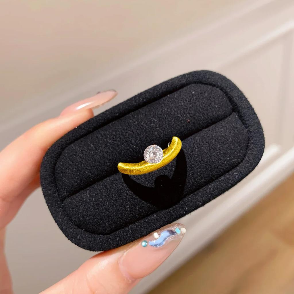 Flash River Dot Diamond Ring Premium Sense Heavy Industry Brushed Irregular Cross Opening Ring