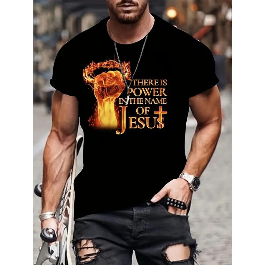 Stylish Mens Cross Print Short Sleeve Crew Neck T-Shirt - Breathable Soft Comfortable Casual Wear for Outdoor Activities Summer Travel Daily Life