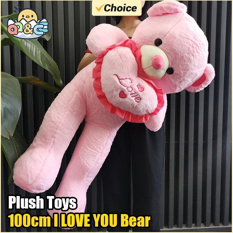 Professional Fishing Unisex Kids 100Cm Big I Love You Bear Plush Toy Lovely Huge Stuffed Soft Bear Doll Lover Bear Kids Toy Valentine's Gift For Girlfriend