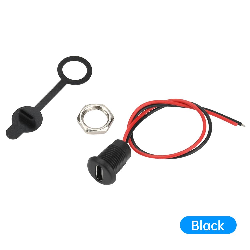 2Pin Female Connector Wire LED light USB Type-c Direct Compression Female Base Waterproof Socket With Welding Charging Interface