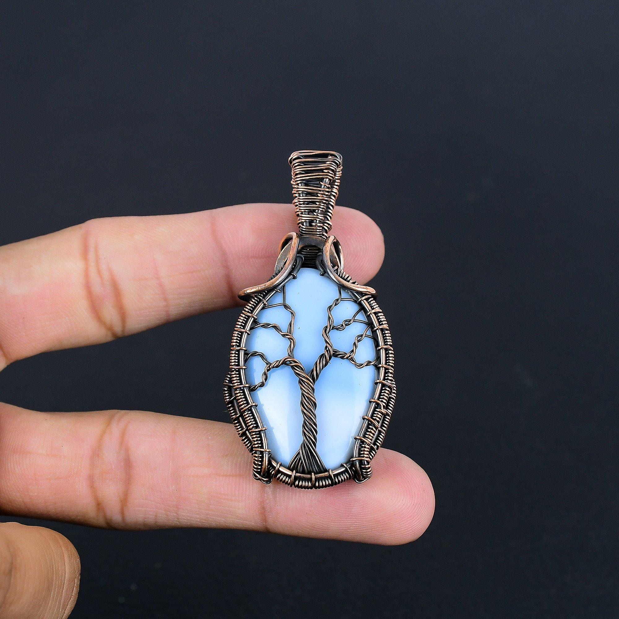 

Подвеска с опалом Оуайхи, Ювелирное изделие, обернутое медной проволокой 999 пробы, Подвеска с драгоценным камнем, Подарок для нее, Изящное ювелирное изделие ручной работы 2.55 Inches