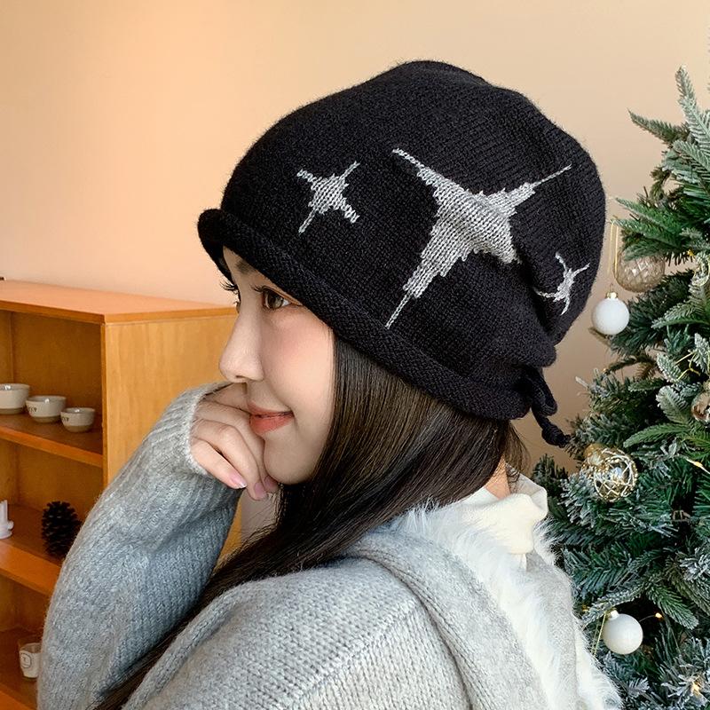 Winter Beanie Hats Scarf Set Women Warm Knitted Cap Female Neck Warm Thicken Fur Lined Lady Balaclava Mask Bobble Hats for Women