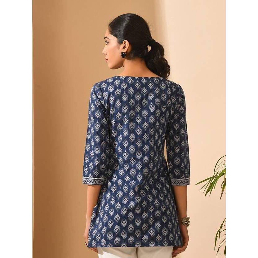 Top Kurta Reto de Viscose Estampado Feminino Top Túnica Festa Indiana Paquistanesa SC-2147