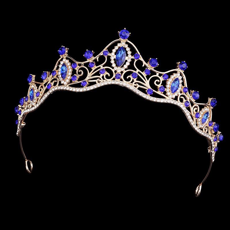 Couronne Rétro Mariée Fille Princesse Couronne d'Anniversaire Alliage Strass Bandeau Accessoires Robe de Mariée