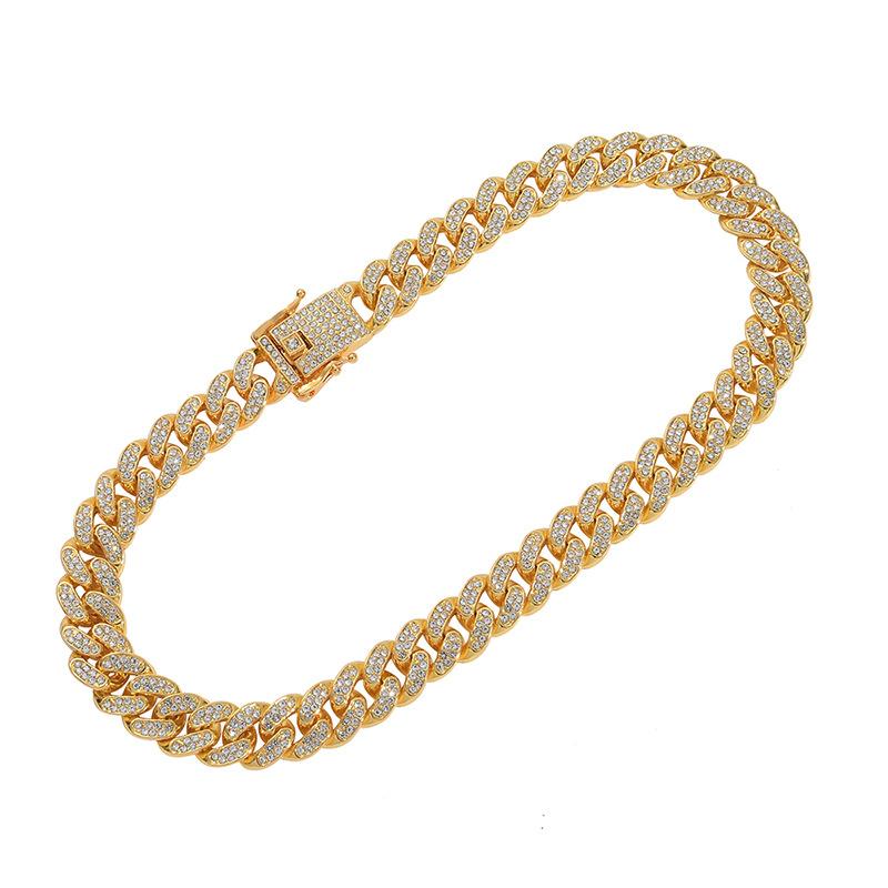 Collar para mascotas, aleación incrustada con pedrería, 13 mm, cadena cubana, adecuado para tamaños grandes, medianos y pequeños, collares para gatos y perros, collares
