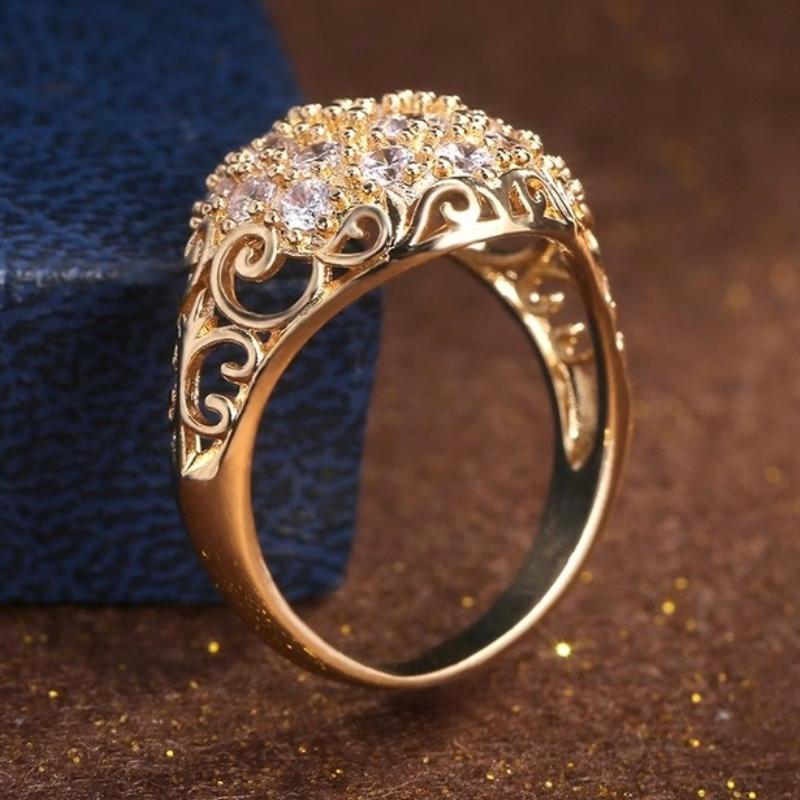 

CAOSHI Luxury Wedding Rings for Women Gold Color Micro Paved Round Cubic Zirconia Fashion Engagement Party Zircon Accessories 6