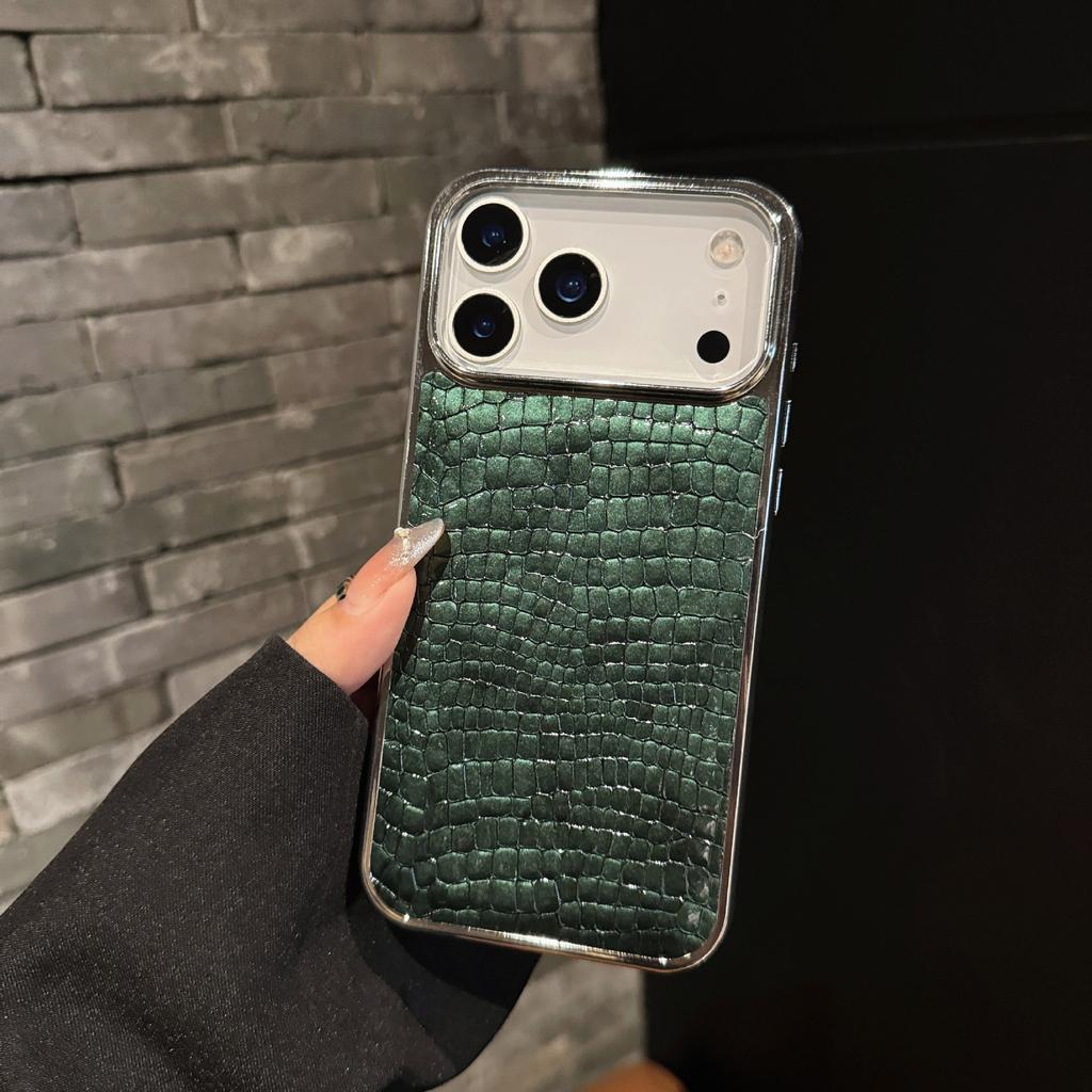 Light Luxury Glossy Crocodile Leather Pattern for IPhone 17air Protective Case for Apple 16promax Electroplated Case