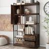 Bookcase, 6 Shelf Bookcase with Doors And Drawers Floor To Ceiling Bookcase, Industrial Bookcase, Steel Shelf,