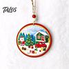 Wood Seasonal Ornaments Wooden Christmas Hanging Decoration, Rustic Santa Claus Snowman Gnome Red Truck Decorations Ornament, Window Wall Decor