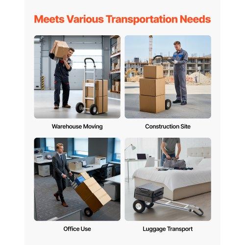 VEVOR Hand Truck, 226.9 Kg Load Capacity, Heavy-Duty Hand Truck Dolly with Non-Slip Wheels & Handle