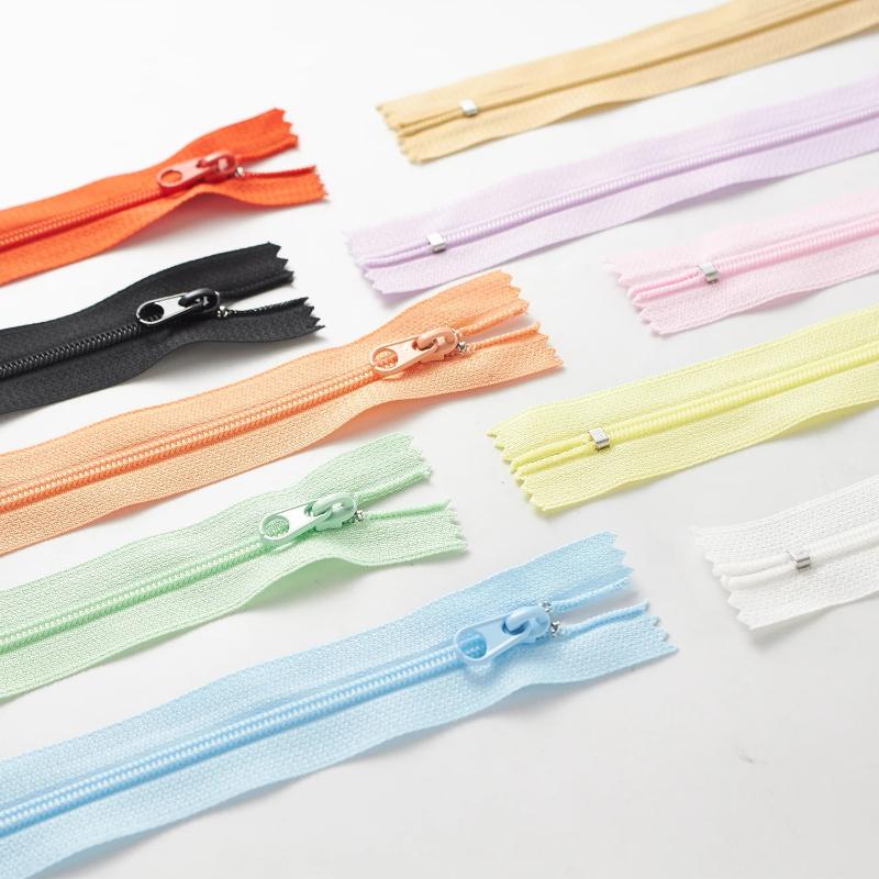 Pack Of 10 Nylon Zippers Seam Fine Nylon Colourful Spool Zips Not Separable Sewing Zips 20 Cm For Clothing Diy Sewing Craft