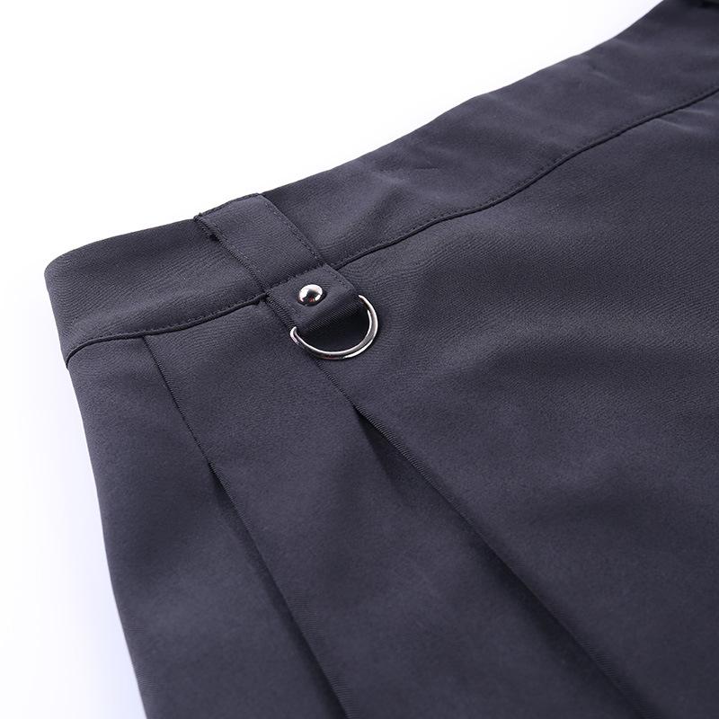 Frühling Sommer Harajuku Punk Gothic Schwarze High-Waist Schwarze Röcke Damen Sexy Patchwork Bandage Mini Weibliche Streetwear Schwarzer Rock