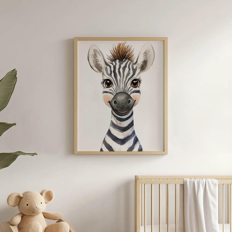 Plakat Wesoła Zebra Plakat Wesoła Zebra, 30X40 Cm, Rama Aluminiowa Czarna, Papier Matowy 230 Gsm