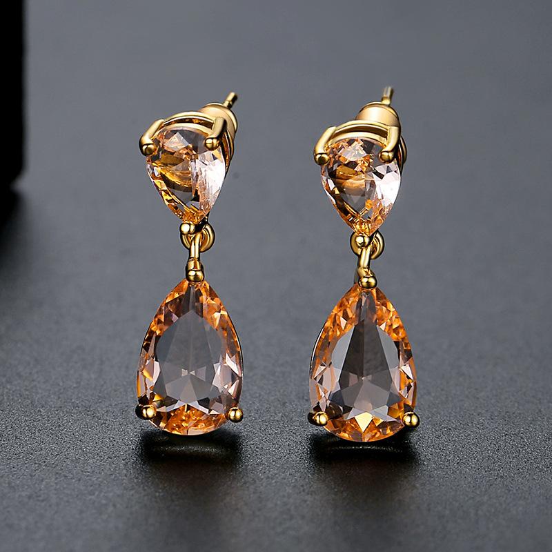 

HuiSept Trendy Water Drop Shape Zircon Earrings 925 Silver Jewelry Accessories for Women Wedding Party Promise Gift Wholesale шампанського