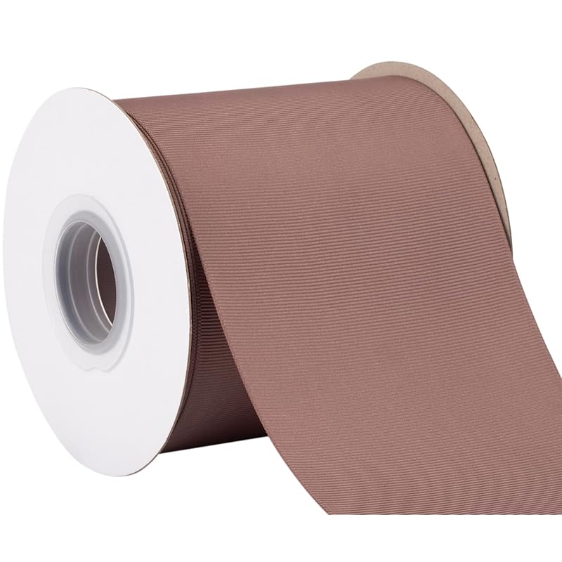 [Tekdeere]Width 100mm Solid Chocolate Chip Grosgrain Ribbon, Perfect for Gift Wrapping, Sewing, Hair Accessories, Wedding Decorations - 22 Meters/roll
