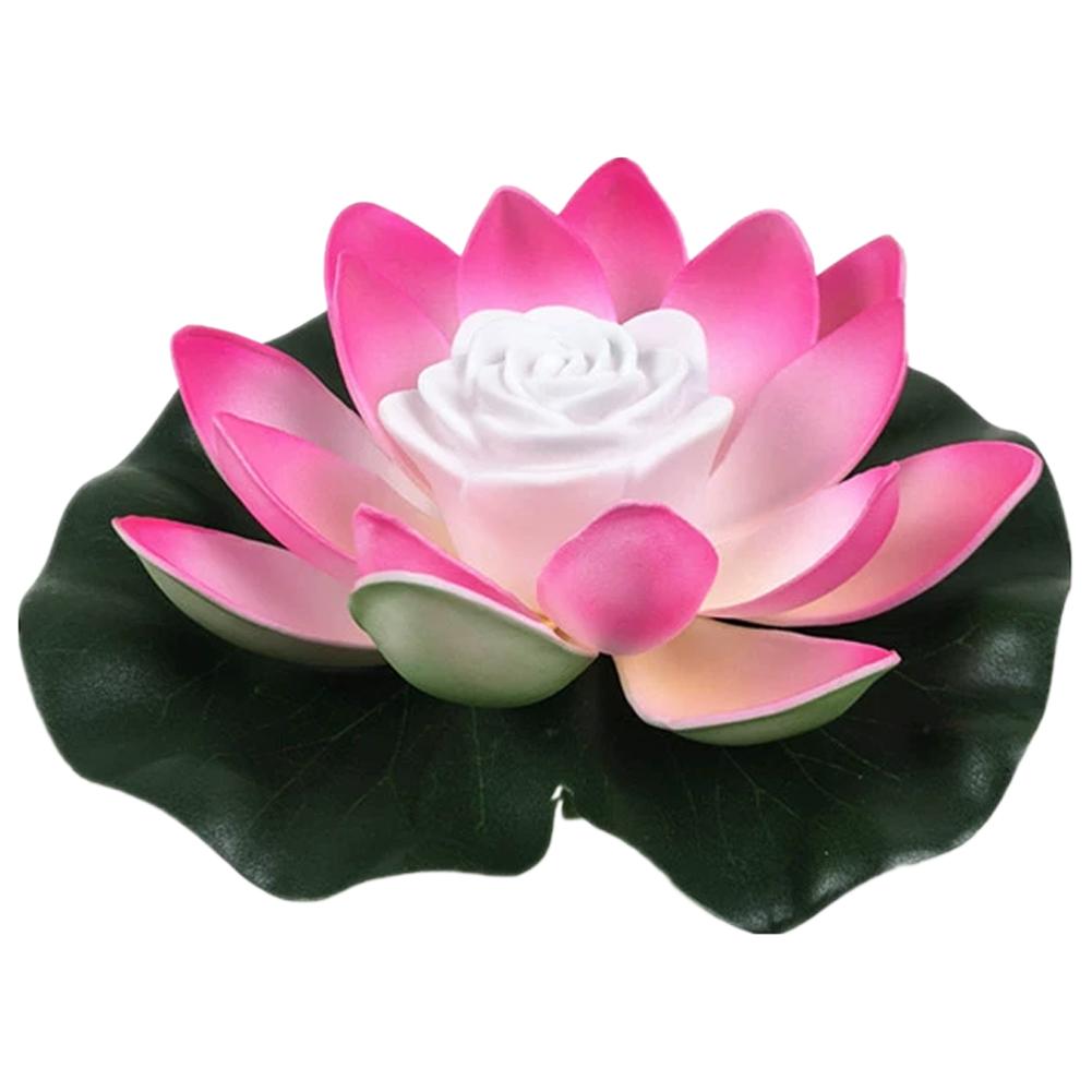 18cm LED Waterproof Floating Wishing Lotus Light Artificial Flower Floating Fake Lotus Plant Water Lily Micro Landscape Decor