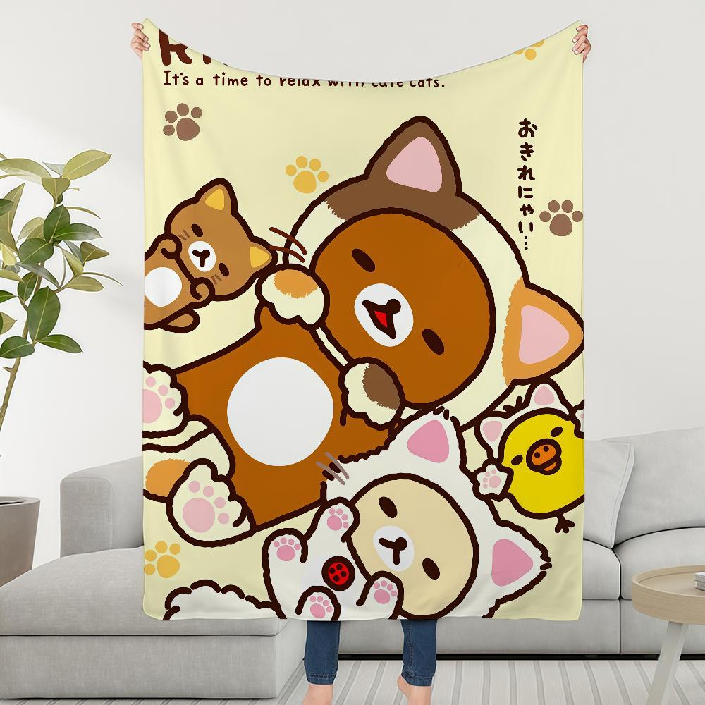 R-Rilakkuma Cute Bear Blanket Soft Warm Furry Throw Super Kids Toys Bed Sofa Car Cradle