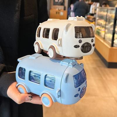 Bouteille d'eau Jouet Bus 2 en 1 pour Enfants Tasse à Eau Bouteille Cadeau avec Sangle à Paille Fille Garçon Mignon Bouteille d'eau pour Boire 500ml